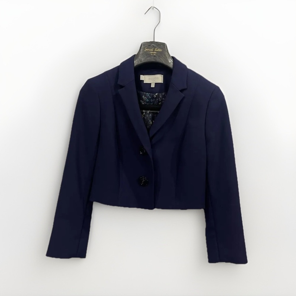 HOBBS LONDON NWT Blazer Jacket 12 $315 navy floral buttons 12 10 cropped L XL